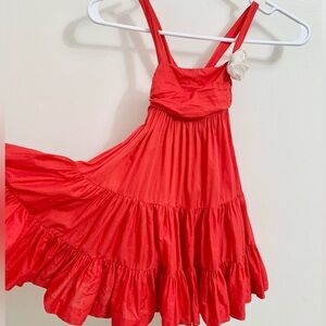 Janie and Jack Tiered Floral Corsage Vivid Red Dress - 2T